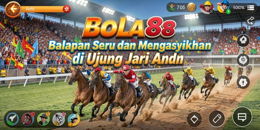 Tampilan gameplay BOLA88 yang mendebarkan di lintasan balap.