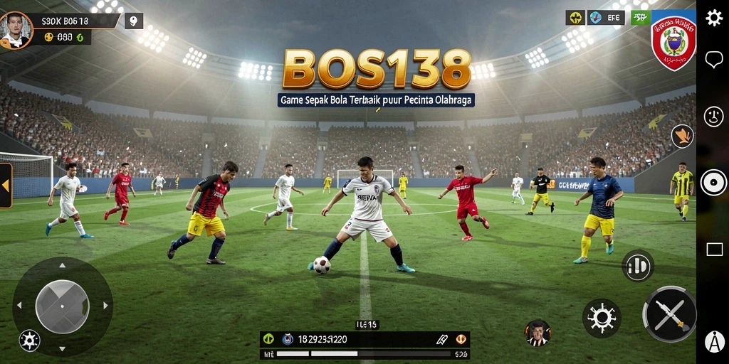 Screenshot gameplay BOS138 dengan aksi mendebarkan di lapangan sepak bola.