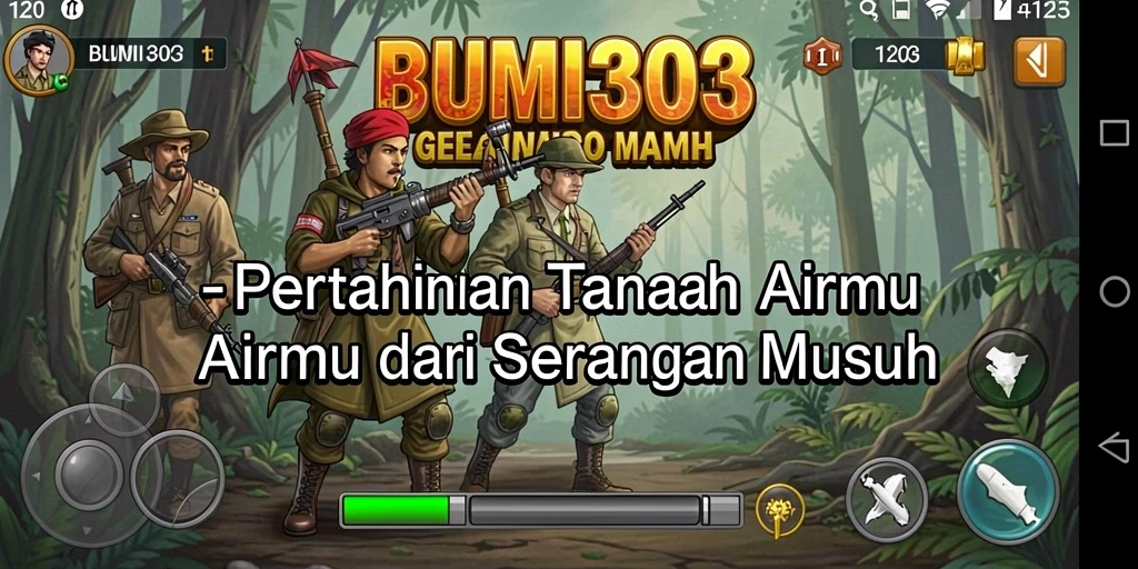 Tangkapan layar BUMI303 menampilkan aksi pertahanan yang mendebarkan dalam permainan Tower Defense.