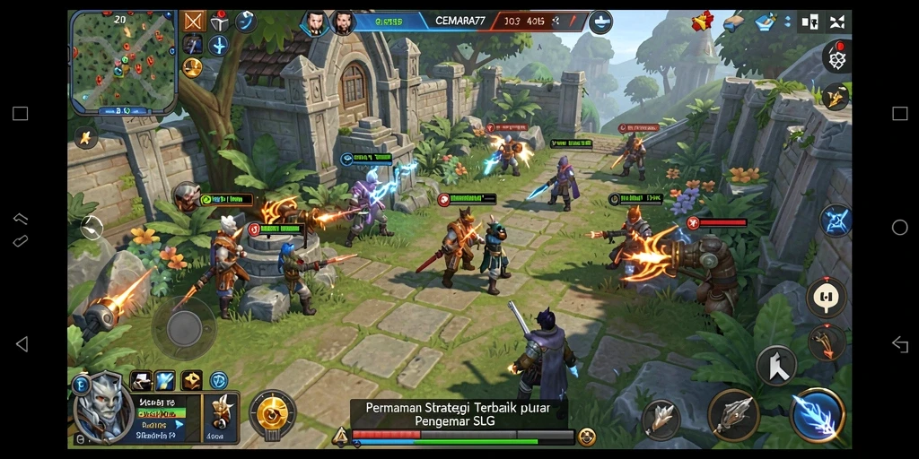 Tampilan screenshot menunjukkan gameplay SLG yang intens dan mengasyikkan.