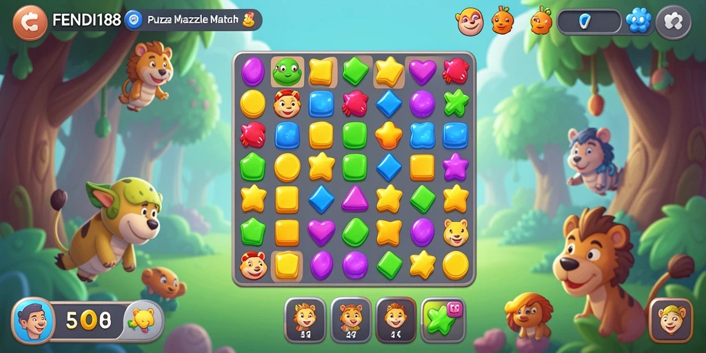 Tampilan gameplay seru dalam FENDI188 saat menyusun permata.
