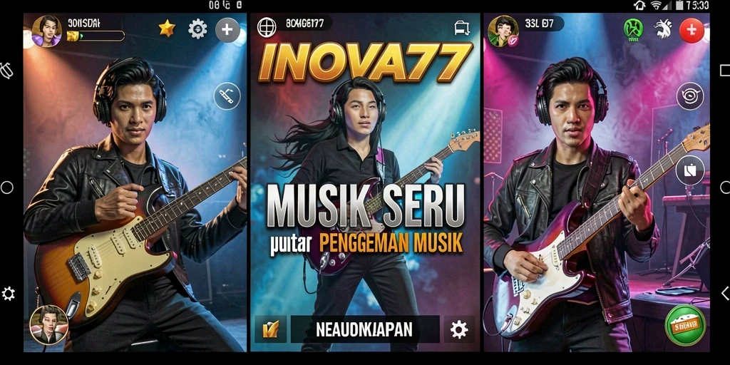 Tampilan gameplay seru INOVA77 dengan berbagai lagu menarik.