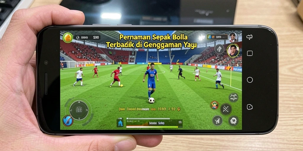 Screenshot utama S80 menampilkan gameplay sepak bola yang mendebarkan.