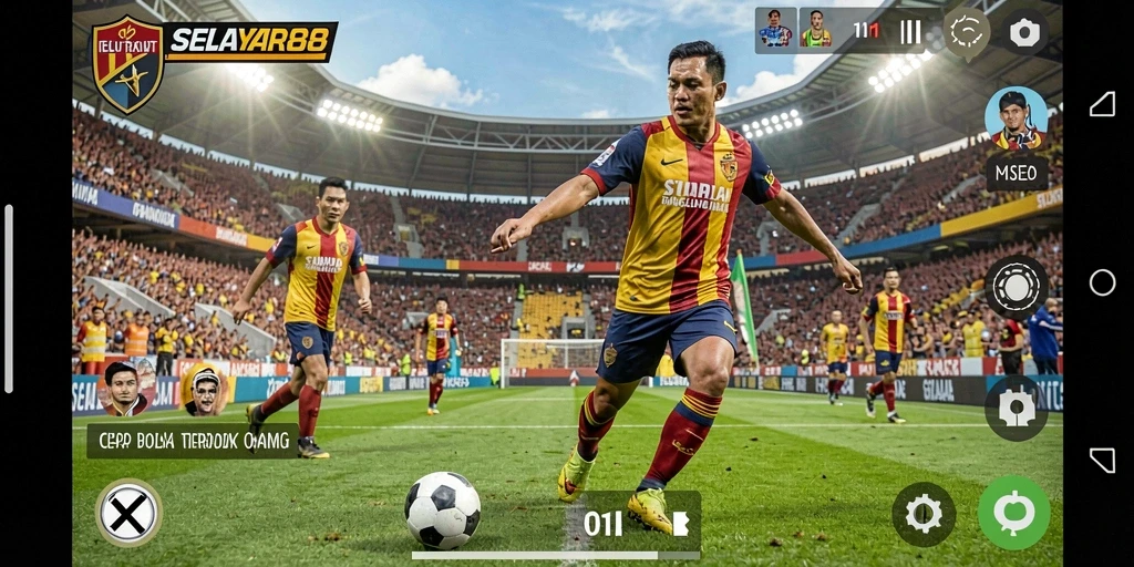 Tampilan gameplay SERU dalam SELAYAR88, penuh aksi sepak bola.