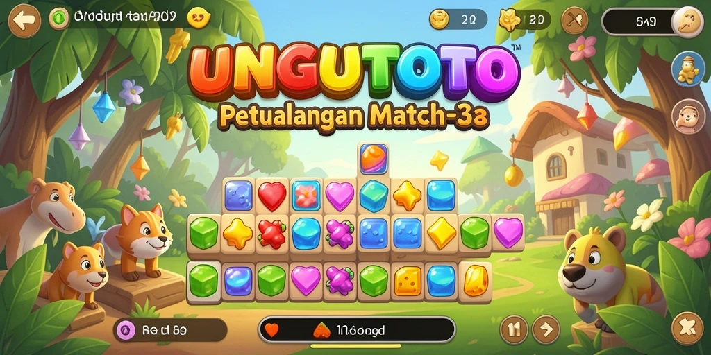 Screenshot gameplay UNGUTOTO menampilkan pengalaman Match-3 yang menyenangkan.
