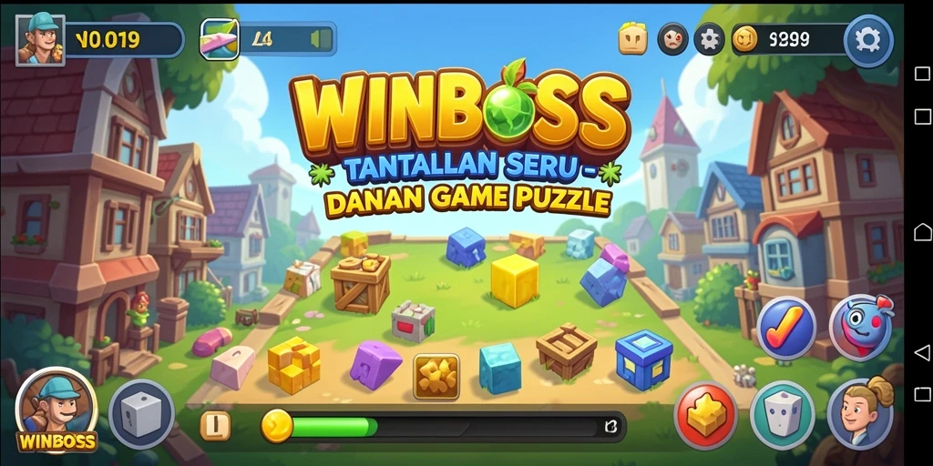 Tampilan gameplay awal WINBOSS dengan berbagai tantangan puzzle.